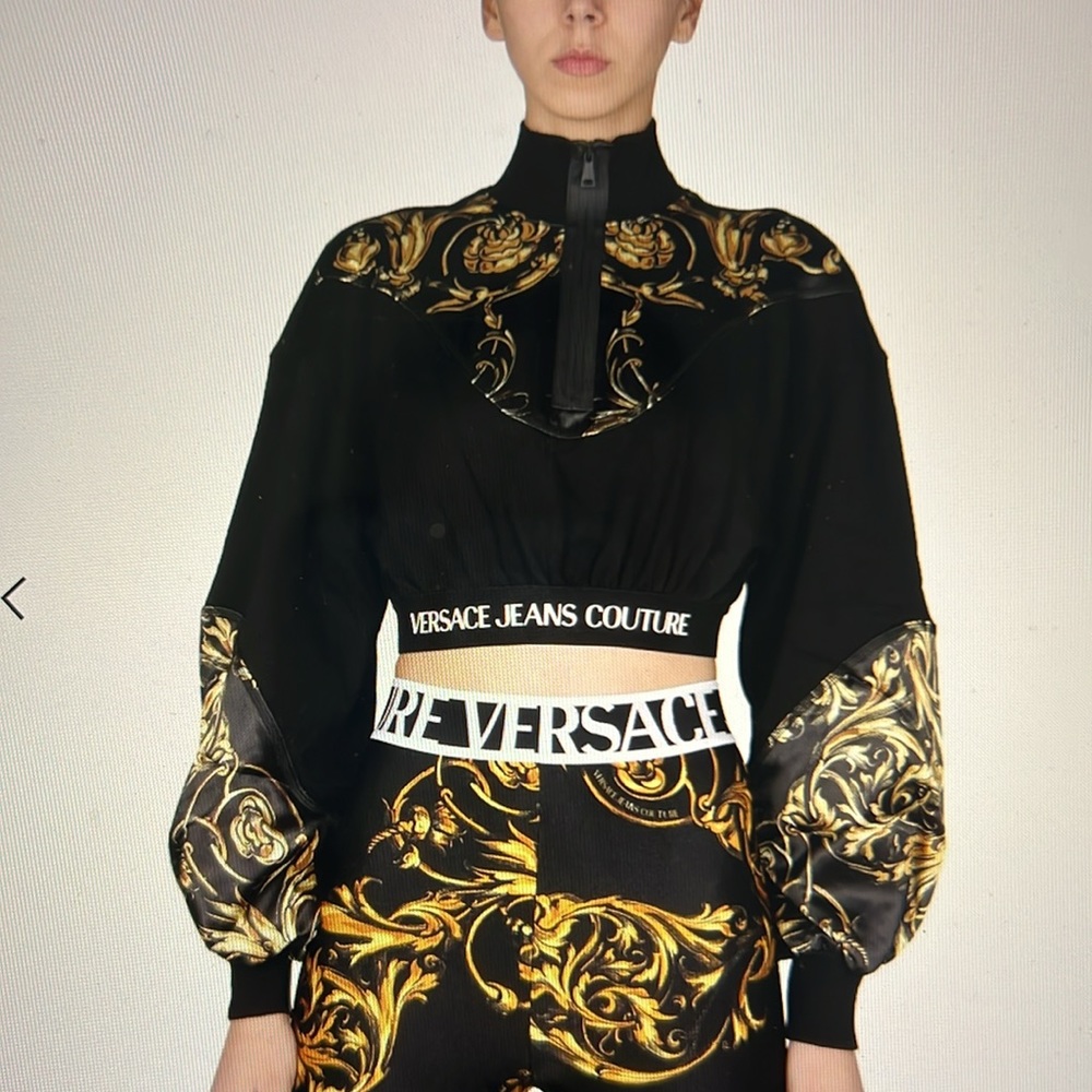 Versace Baroque Print crop sweatshirt